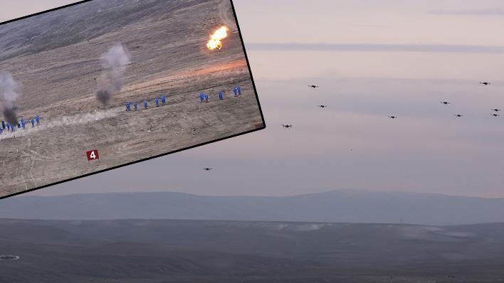 Türkiye'de bir ilk: Sürü İHA'ları canlı mühimmatla hedefi tam isabetle vurdu
